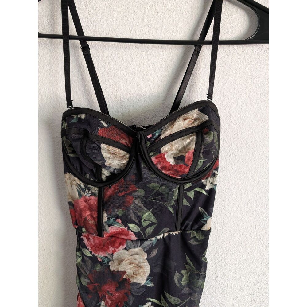 Windsor Floral Mesh Corset Bodycon Mini Dress Women's Medium